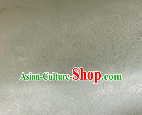 Asian Chinese Classical Peacock Feather Pattern Design Light Green Organza Jacquard Fabric Traditional Cheongsam Silk Material