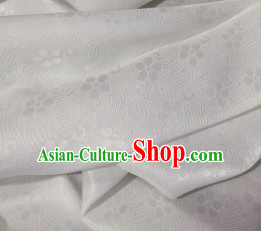 Asian Chinese Classical Plum Pattern Design White Jacquard Fabric Traditional Silk Material