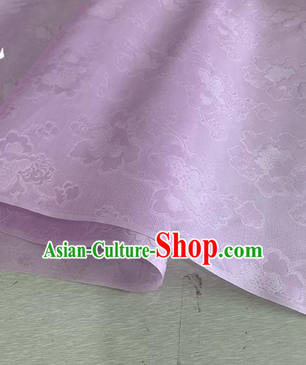 Asian Chinese Classical Peony Pattern Design Light Purple Jacquard Fabric Traditional Cheongsam Silk Material