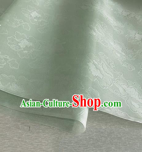 Asian Chinese Classical Peony Pattern Design Light Green Jacquard Fabric Traditional Cheongsam Silk Material