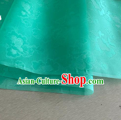 Asian Chinese Classical Peony Pattern Design Green Jacquard Fabric Traditional Cheongsam Silk Material