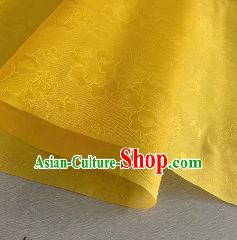 Asian Chinese Classical Peony Pattern Design Yellow Jacquard Fabric Traditional Cheongsam Silk Material