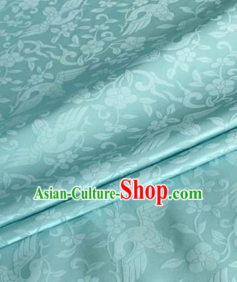 Asian Chinese Classical Birds Pattern Design Light Blue Brocade Jacquard Fabric Traditional Cheongsam Silk Material