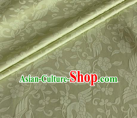 Asian Chinese Classical Birds Pattern Design Light Green Brocade Jacquard Fabric Traditional Cheongsam Silk Material