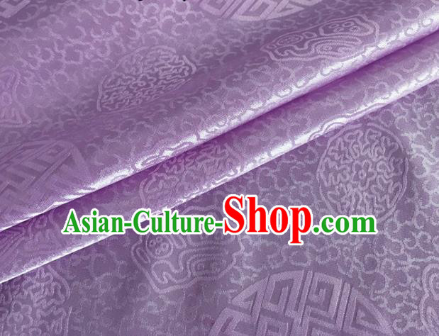 Asian Chinese Classical Longevity Pattern Design Lilac Brocade Jacquard Fabric Traditional Cheongsam Silk Material