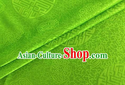 Asian Chinese Classical Longevity Pattern Design Green Brocade Jacquard Fabric Traditional Cheongsam Silk Material