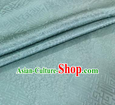 Asian Chinese Classical Longevity Pattern Design Sky Blue Brocade Jacquard Fabric Traditional Cheongsam Silk Material