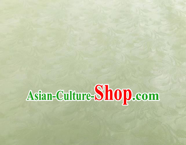 Asian Chinese Classical Lotus Pattern Design Light Green Brocade Jacquard Fabric Traditional Cheongsam Silk Material