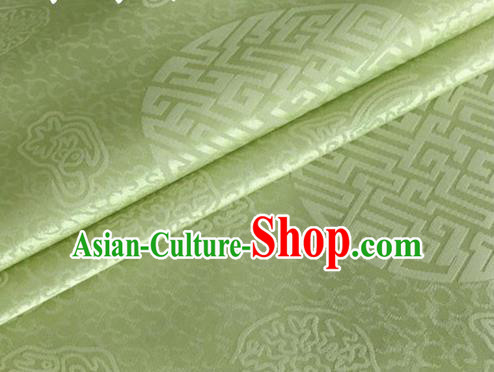 Asian Chinese Classical Longevity Pattern Design Grass Green Brocade Jacquard Fabric Traditional Cheongsam Silk Material