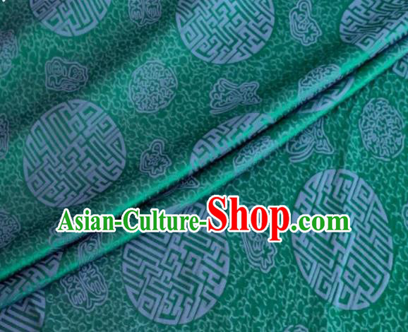 Asian Chinese Classical Longevity Pattern Design Atrovirens Brocade Jacquard Fabric Traditional Cheongsam Silk Material
