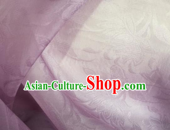 Asian Chinese Classical Lotus Pattern Design Lilac Brocade Jacquard Fabric Traditional Cheongsam Silk Material