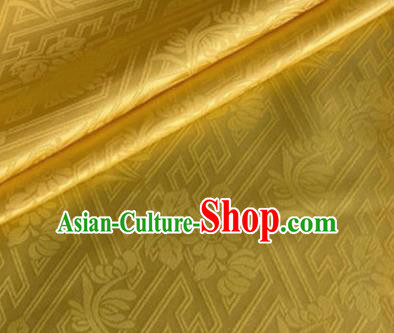 Asian Chinese Classical Daisy Pattern Design Golden Brocade Jacquard Fabric Traditional Cheongsam Silk Material