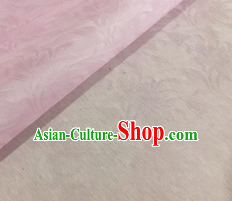 Asian Chinese Classical Lotus Pattern Design Pink Brocade Jacquard Fabric Traditional Cheongsam Silk Material