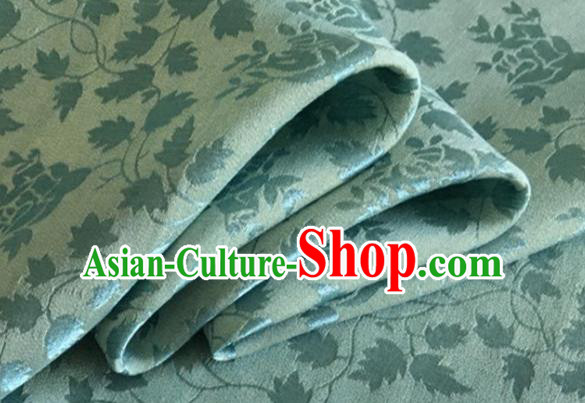 Asian Chinese Classical Jacquard Pattern Design Green Brocade Fabric Traditional Cheongsam Silk Material