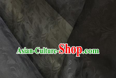 Asian Chinese Classical Lotus Pattern Design Black Brocade Jacquard Fabric Traditional Cheongsam Silk Material