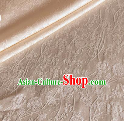 Asian Chinese Classical Jacquard Peony Pattern Design Champagne Brocade Fabric Traditional Cheongsam Silk Material