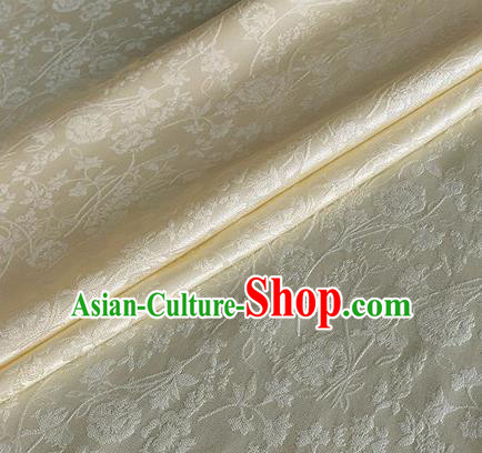 Asian Chinese Classical Jacquard Peony Pattern Design Beige Brocade Fabric Traditional Cheongsam Silk Material