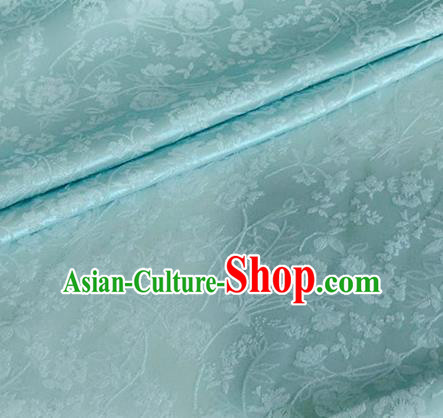 Asian Chinese Classical Jacquard Peony Pattern Design Light Blue Brocade Fabric Traditional Cheongsam Silk Material