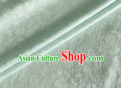 Asian Chinese Classical Jacquard Peony Pattern Design Light Green Brocade Fabric Traditional Cheongsam Silk Material