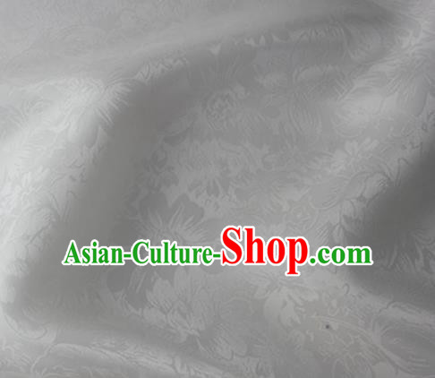 Asian Chinese Classical Rose Pattern Design White Silk Fabric Traditional Cheongsam Material