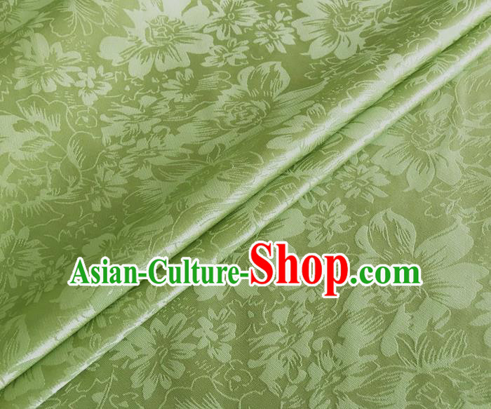 Asian Chinese Classical Rose Pattern Design Green Silk Fabric Traditional Cheongsam Material