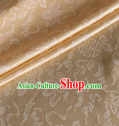 Asian Chinese Classical Ribbon Calabash Pattern Design Champagne Silk Fabric Traditional Cheongsam Material