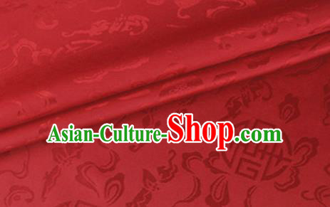 Asian Chinese Classical Ribbon Calabash Pattern Design Red Silk Fabric Traditional Cheongsam Material