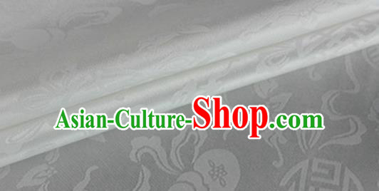 Asian Chinese Classical Ribbon Calabash Pattern Design White Silk Fabric Traditional Cheongsam Material