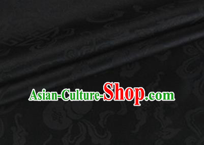 Asian Chinese Classical Ribbon Calabash Pattern Design Black Silk Fabric Traditional Cheongsam Material