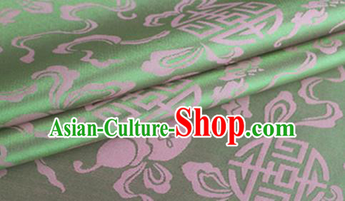 Asian Chinese Classical Ribbon Calabash Pattern Design Light Green Silk Fabric Traditional Cheongsam Material