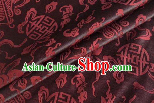 Asian Chinese Classical Ribbon Calabash Pattern Design Brown Silk Fabric Traditional Cheongsam Material