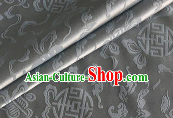 Asian Chinese Classical Ribbon Calabash Pattern Design Grey Silk Fabric Traditional Cheongsam Material