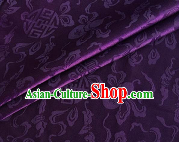 Asian Chinese Classical Ribbon Calabash Pattern Design Purple Silk Fabric Traditional Cheongsam Material