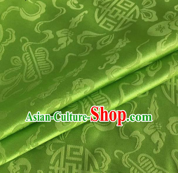 Asian Chinese Classical Ribbon Calabash Pattern Design Grass Green Silk Fabric Traditional Cheongsam Material