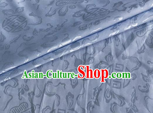 Asian Chinese Classical Ribbon Calabash Pattern Design Light Blue Silk Fabric Traditional Cheongsam Material