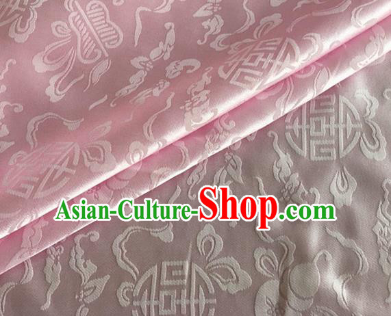 Asian Chinese Classical Ribbon Calabash Pattern Design Light Pink Silk Fabric Traditional Cheongsam Material