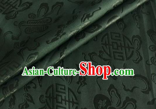 Asian Chinese Classical Ribbon Calabash Pattern Design Atrovirens Silk Fabric Traditional Cheongsam Material