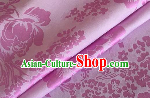 Asian Chinese Classical Peony Pattern Design Rosy Silk Fabric Traditional Cheongsam Brocade Material