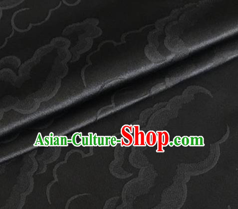 Asian Chinese Classical Cloud Pattern Design Black Silk Fabric Traditional Cheongsam Brocade Material