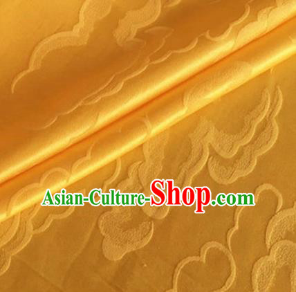 Asian Chinese Classical Cloud Pattern Design Yellow Silk Fabric Traditional Cheongsam Brocade Material