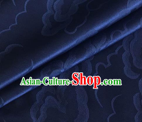 Asian Chinese Classical Cloud Pattern Design Navy Silk Fabric Traditional Cheongsam Brocade Material