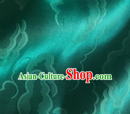 Asian Chinese Classical Cloud Pattern Design Green Silk Fabric Traditional Cheongsam Brocade Material