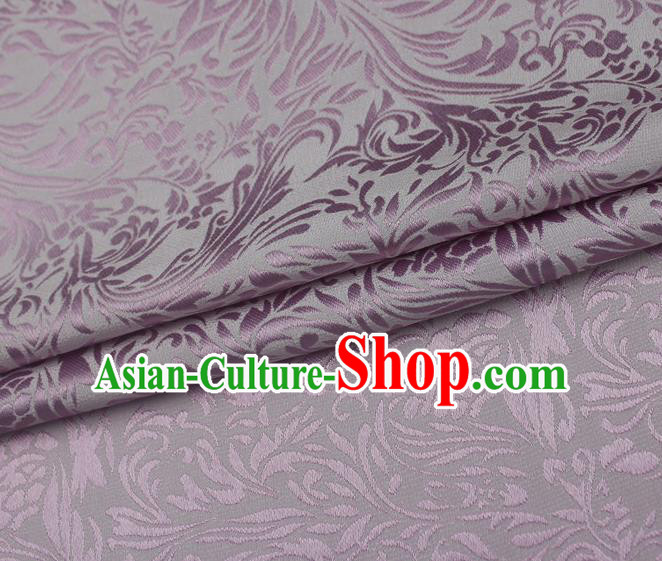 Asian Chinese Classical Iris Pattern Design Light Purple Silk Fabric Traditional Cheongsam Brocade Material