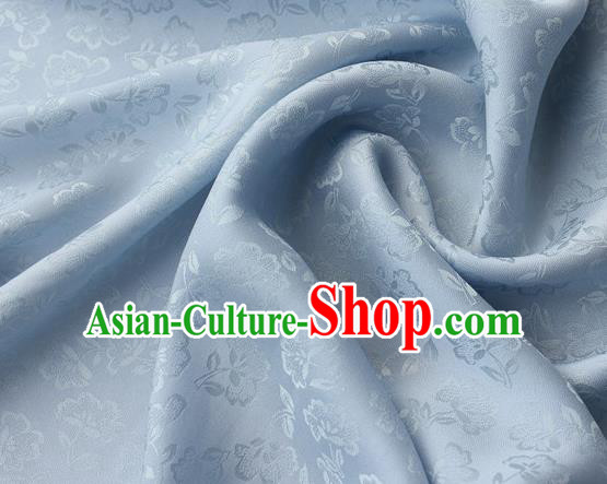 Asian Chinese Classical Flowers Pattern Design Light Blue Silk Fabric Traditional Cheongsam Brocade Material