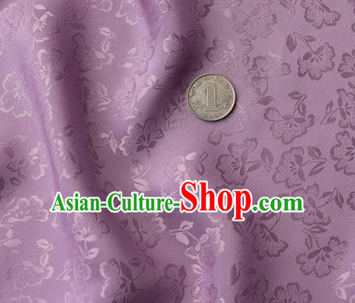 Asian Chinese Classical Flowers Pattern Design Purple Silk Fabric Traditional Cheongsam Brocade Material