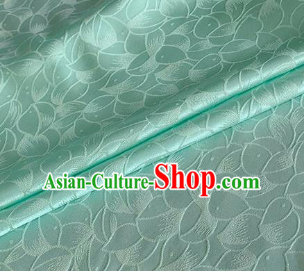 Asian Chinese Classical Lotus Petals Pattern Design Light Green Silk Fabric Traditional Cheongsam Brocade Material