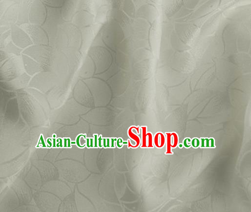 Asian Chinese Classical Lotus Petals Pattern Design Beige Silk Fabric Traditional Cheongsam Brocade Material