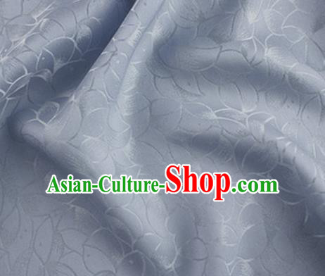 Asian Chinese Classical Lotus Petals Pattern Design Light Blue Silk Fabric Traditional Cheongsam Brocade Material