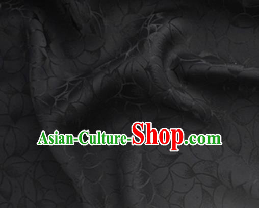 Asian Chinese Classical Lotus Petals Pattern Design Black Silk Fabric Traditional Cheongsam Brocade Material