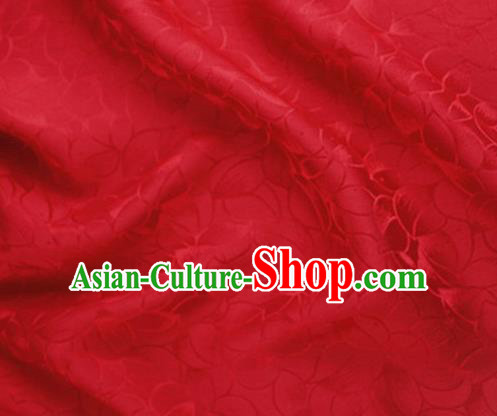 Asian Chinese Classical Lotus Petals Pattern Design Red Silk Fabric Traditional Cheongsam Brocade Material